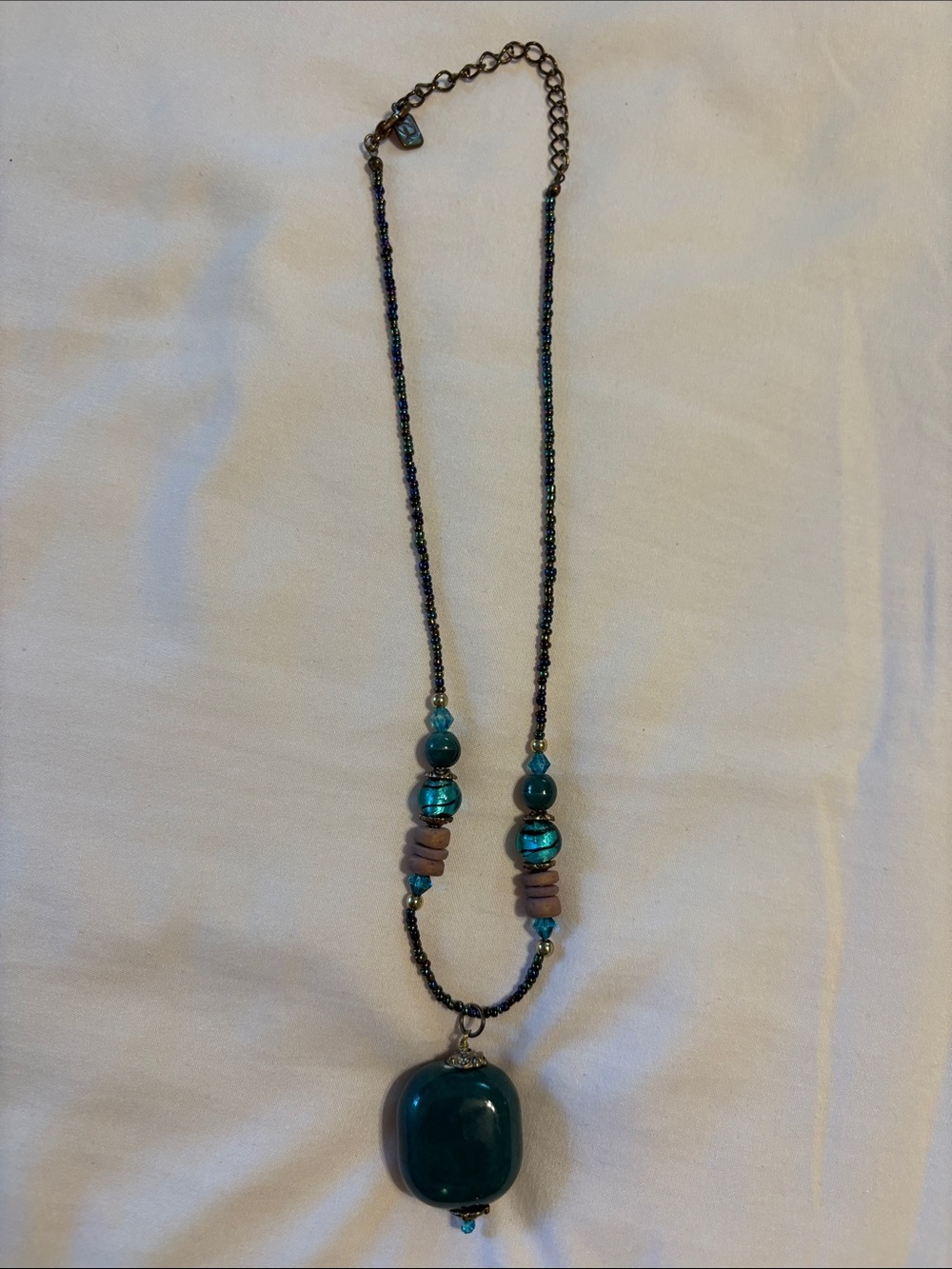 belk Teal Beaded Pendant Necklace
